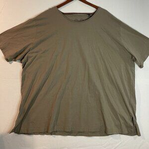 Ulla Popken Plus Size Plain Cotton T-Shirts For Women Green Size 28/30